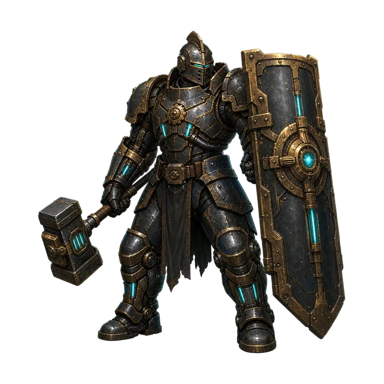 Armored Vanguard with hammer and shield